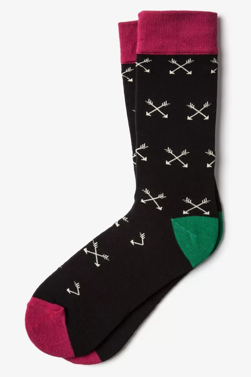 Ties Crossed Arrows Sock Black Flash Sale