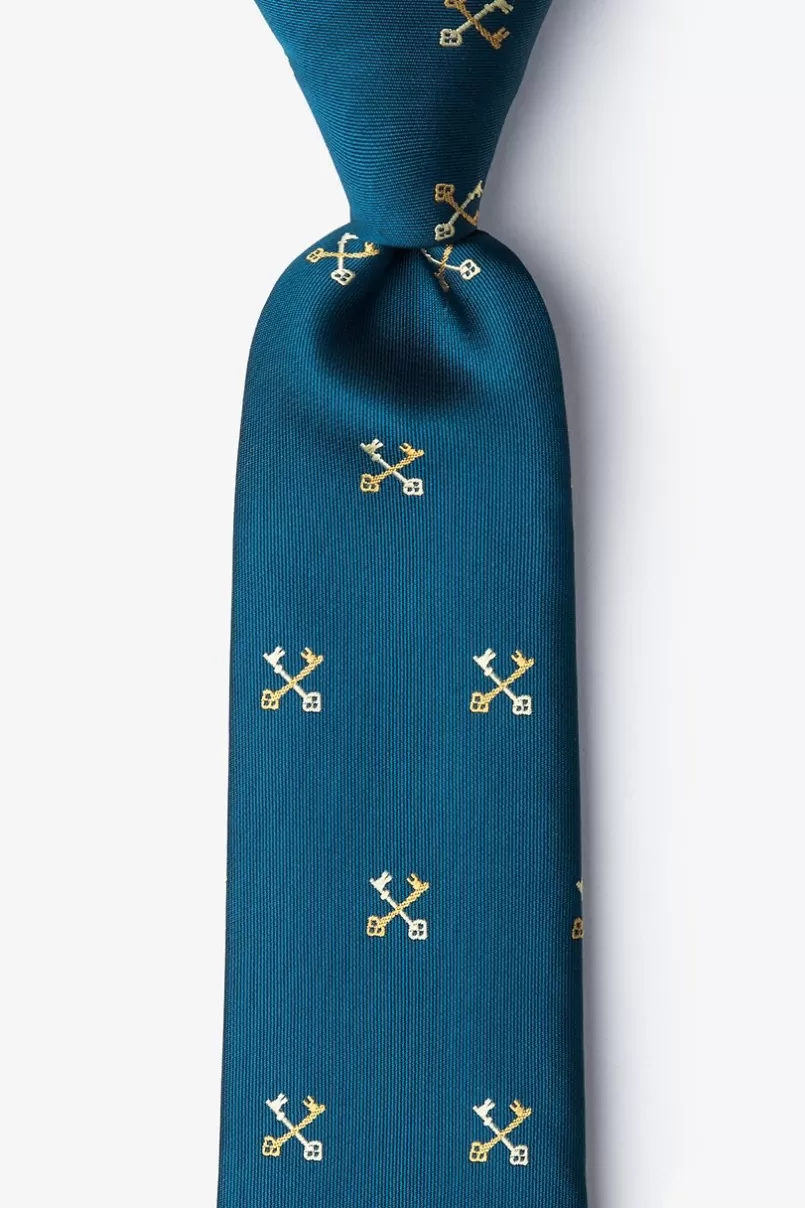 Ties Crossed Keys Teal Extra Long Tie Flash Sale