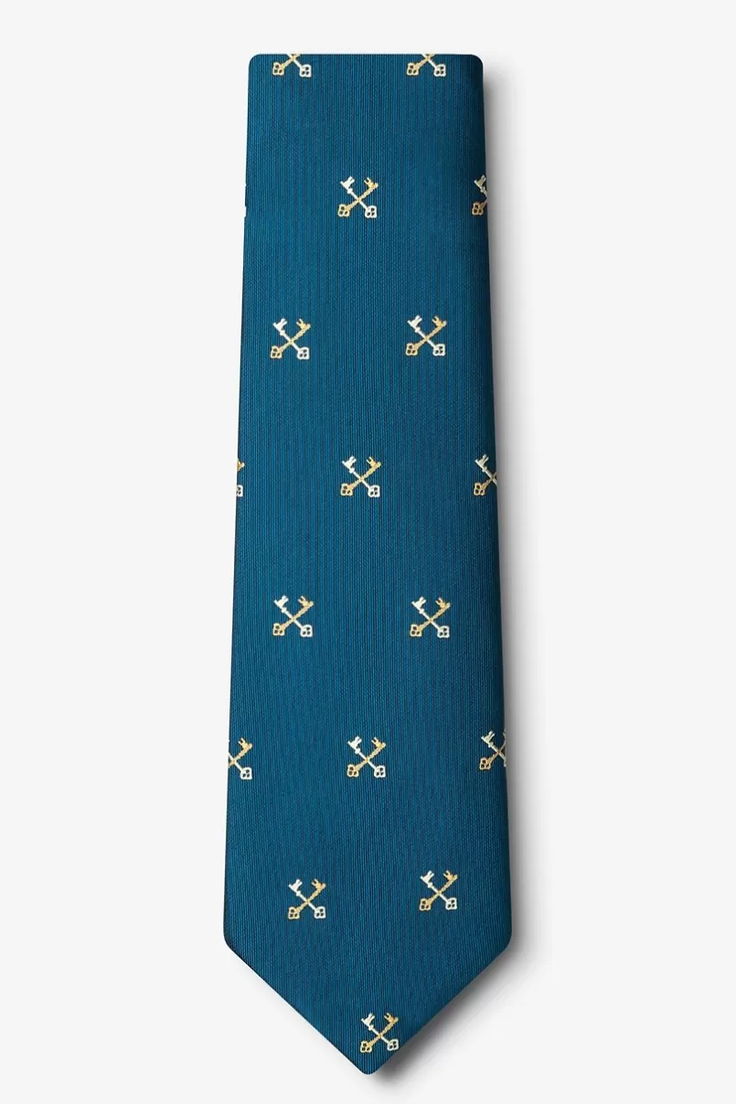 Ties Crossed Keys Teal Extra Long Tie Flash Sale