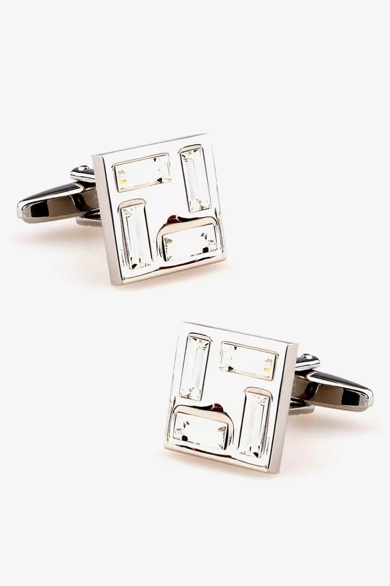 Ties Crystal Border Clear Cufflinks Best Sale