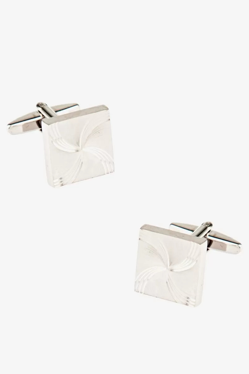 Ties Curved Pinwheel Silver Cufflinks Shop