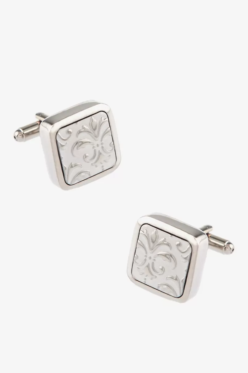 Ties 3D Fleur De Lis Silver Cufflinks Cheap