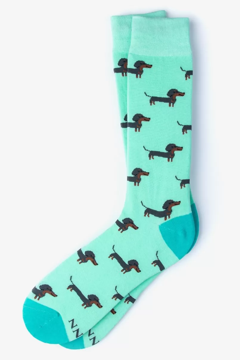 Ties Dachshund | Weiner Dog Sock Aqua Clearance