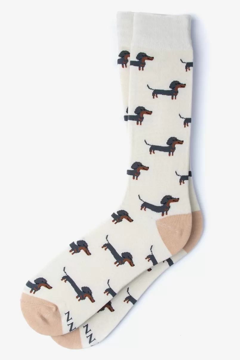 Ties Dachshund | Weiner Dog Sock Cream Best