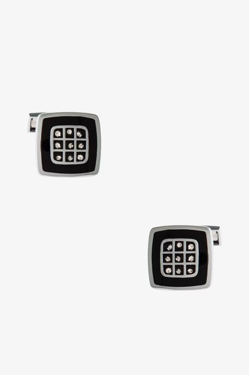 Ties Decorated Square Black Cufflinks New