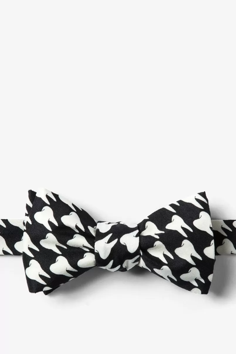 Ties Dentists' Teeth Black Self-Tie Bow Tie Sale