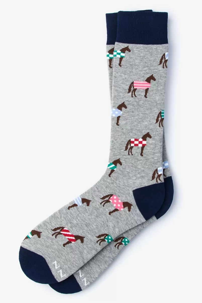 Ties Derby Horse Sock Gray Cheap