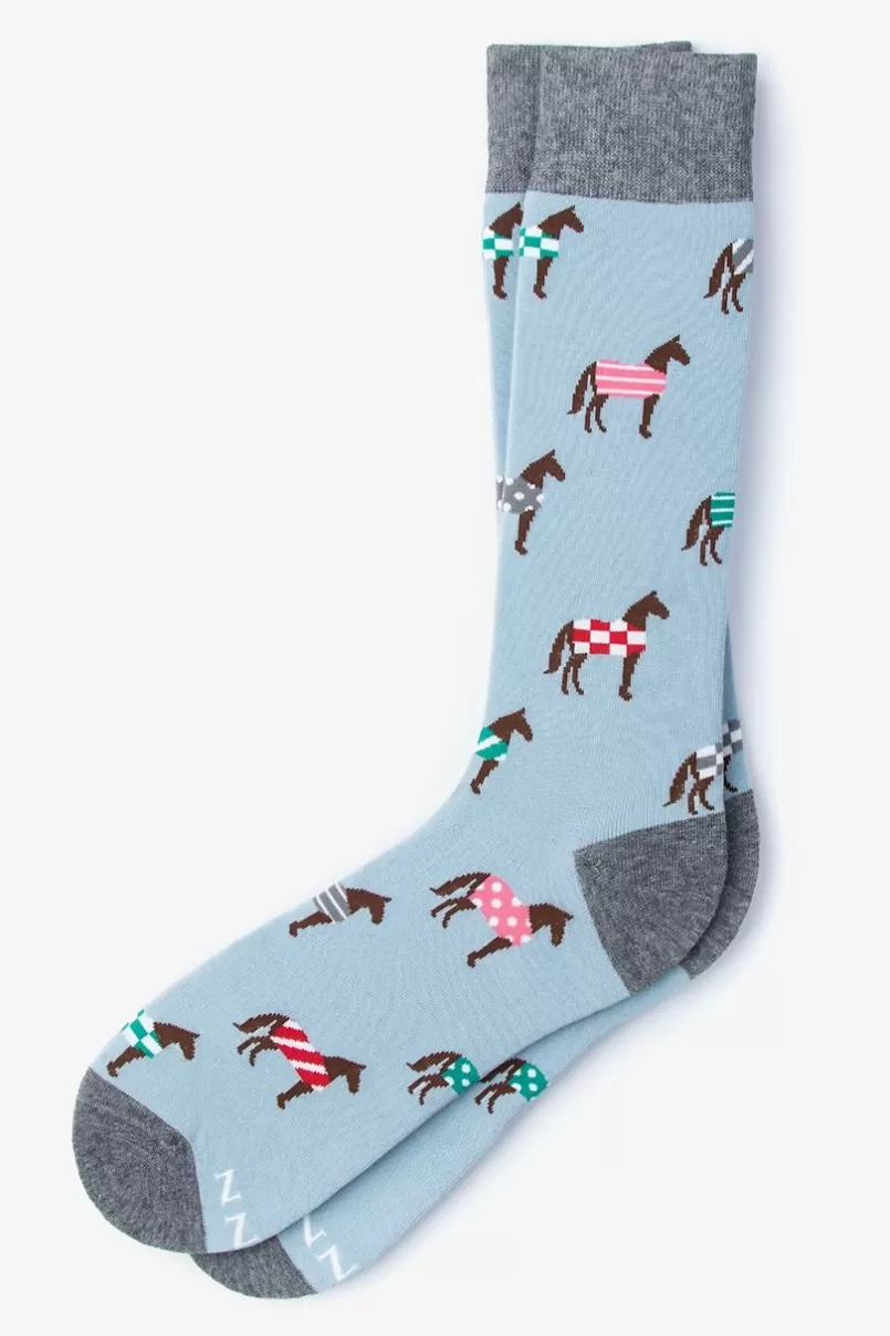 Ties Derby Horse Pale Blue Sock PaleBlue Discount