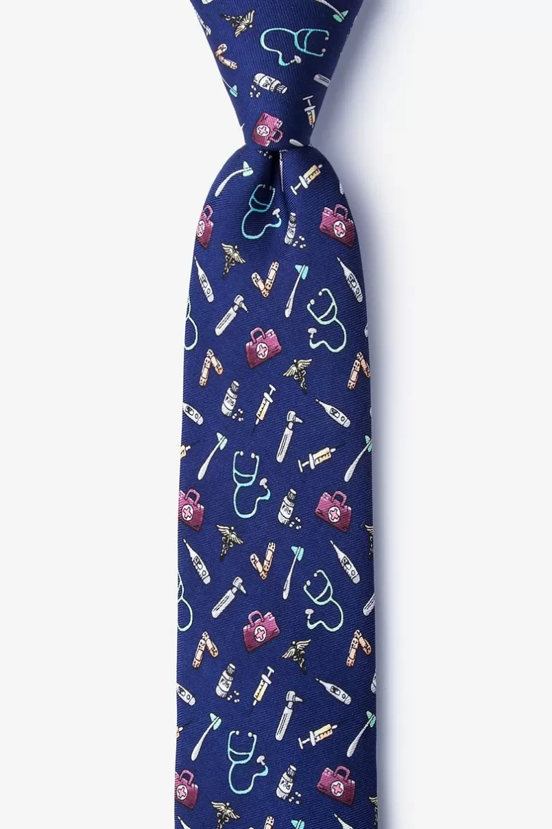 Ties Doctor Navy Blue Skinny Tie Online