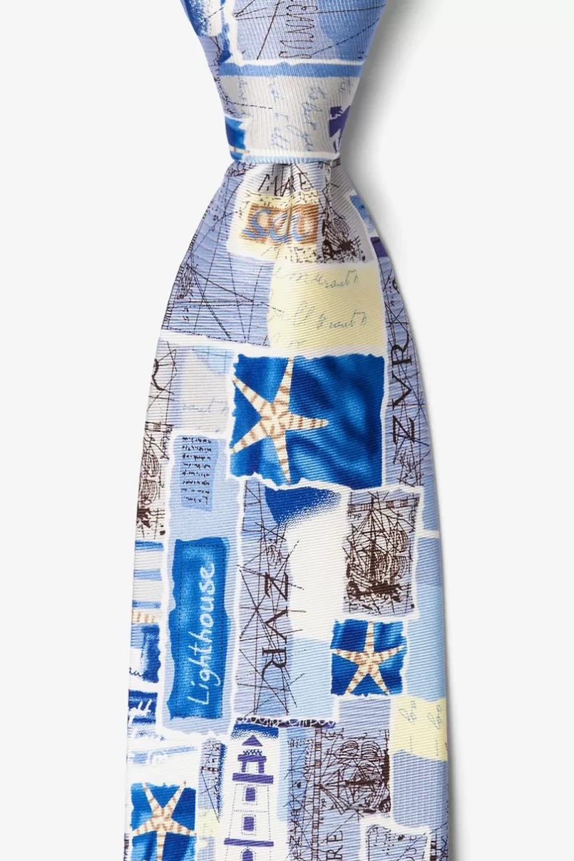 Ties Down by the Sea Blue Tie Clearance