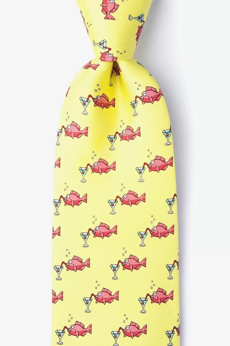 Ties Drinks Like a Fish Yellow Tie Best