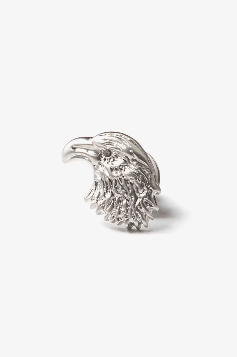 Ties Eagle Head Lapel Pin Silver Discount