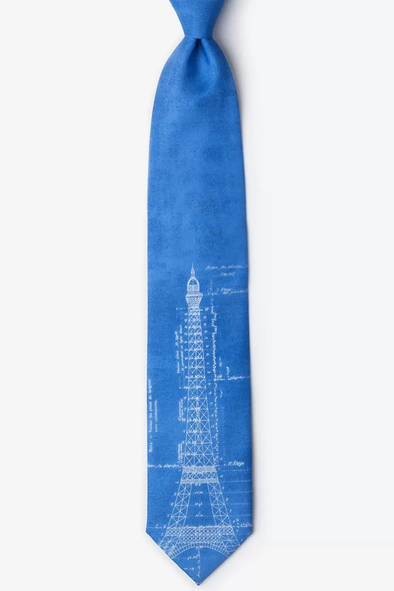 Ties Eiffel Tower Sky Blue Extra Long Tie Cheap