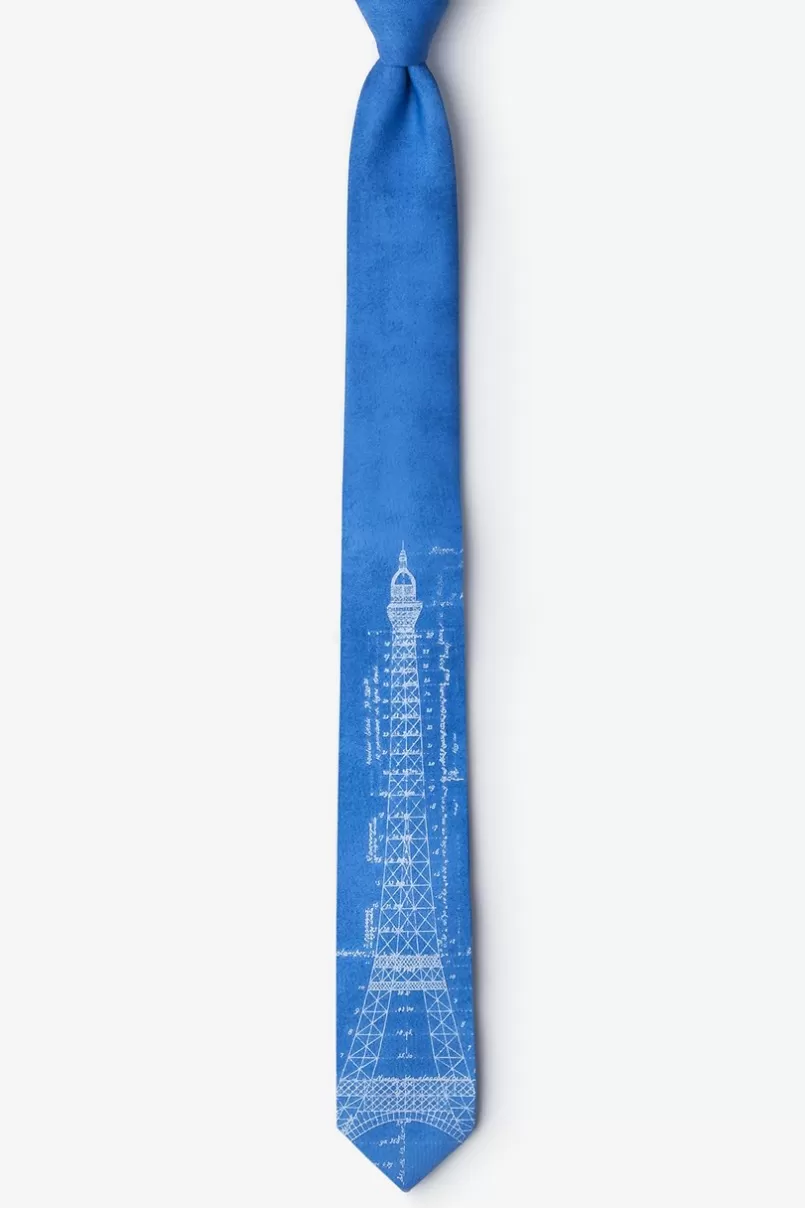 Ties Eiffel Tower Sky Blue Skinny Tie Fashion