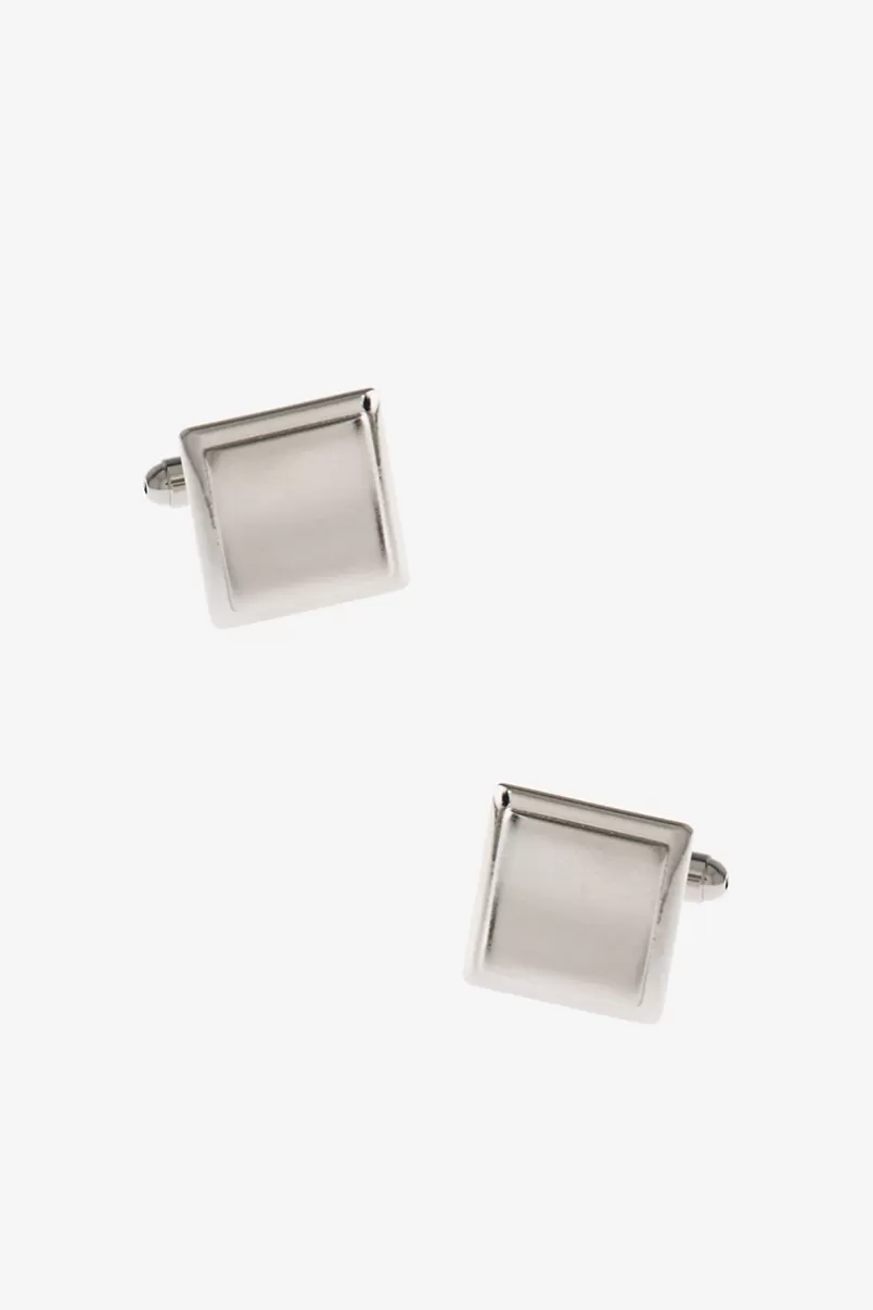 Ties Elegant Shimmer Square Silver Cufflinks Fashion