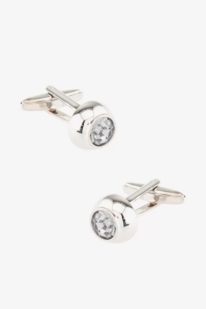 Ties Embellished Dome White Cufflinks White&Silver Clearance