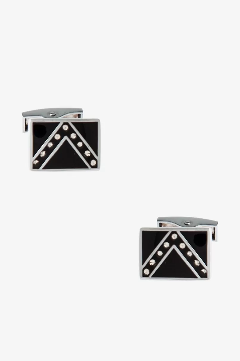 Ties Embellished V Black Cufflinks Sale