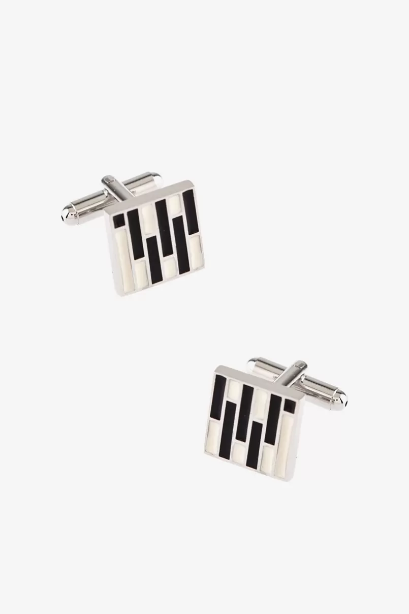 Ties Enameled Tiles Silver Cufflinks Cheap