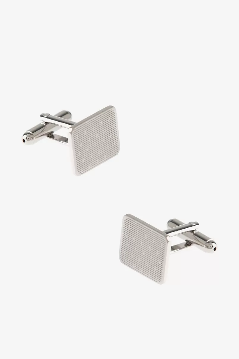 Ties Etched Linear Silver Cufflinks New