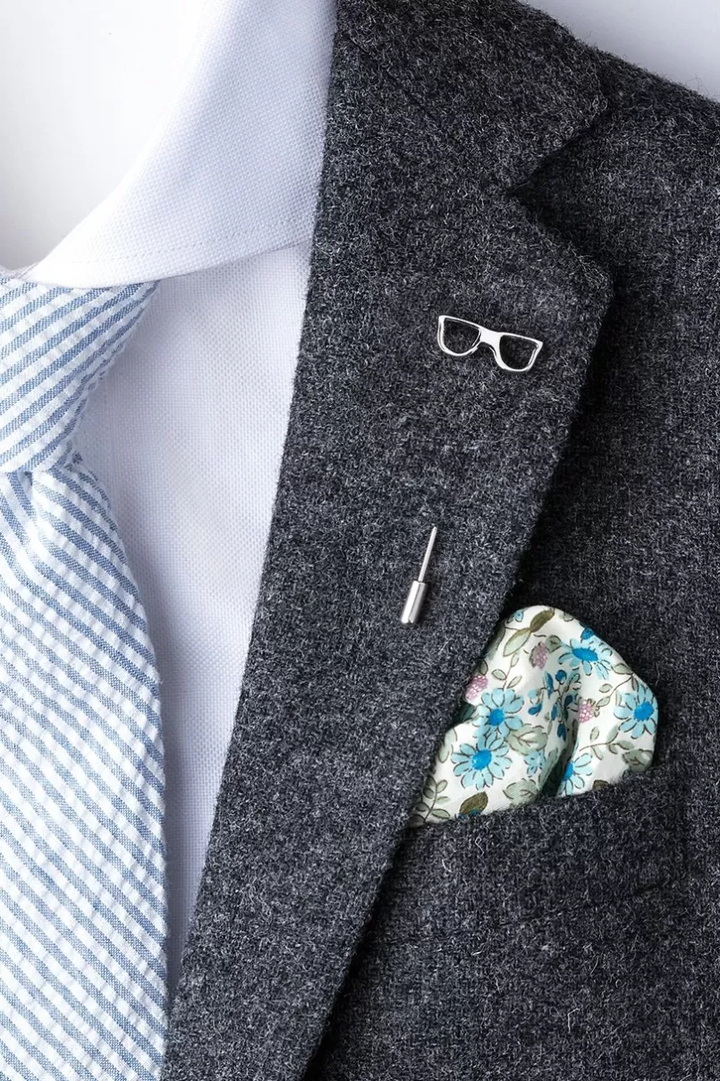 Ties Eyeglasses Silver Lapel Pin Sale