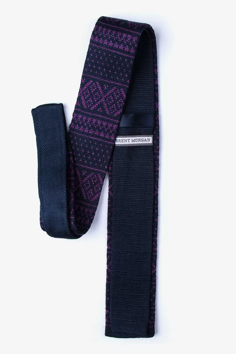 Ties Fair Isle Navy Blue Knit Skinny Tie NavyBlue Best