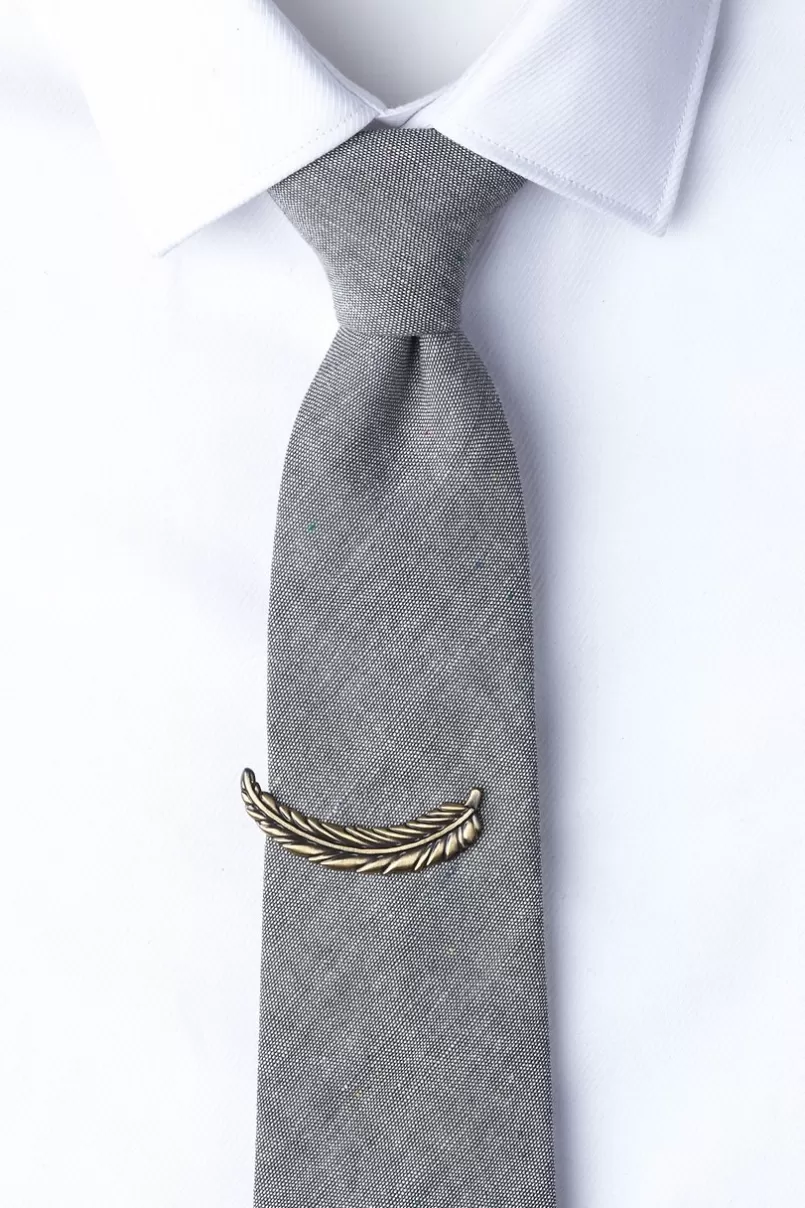 Ties Fancy Feather Gold Tie Bar Outlet