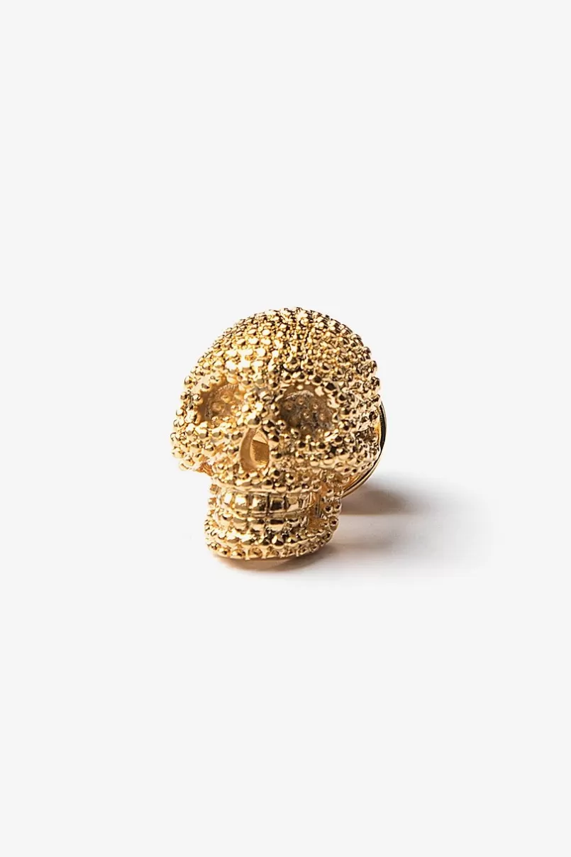 Ties Fancy Skull Lapel Pin Gold Discount