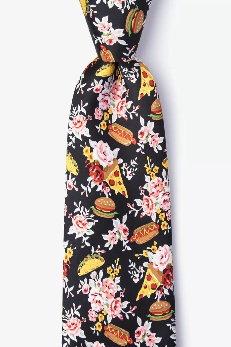 Ties Fast Food Floral Tie Black Clearance