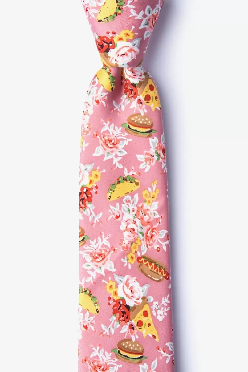 Ties Fast Food Floral Skinny Tie Pink Cheap