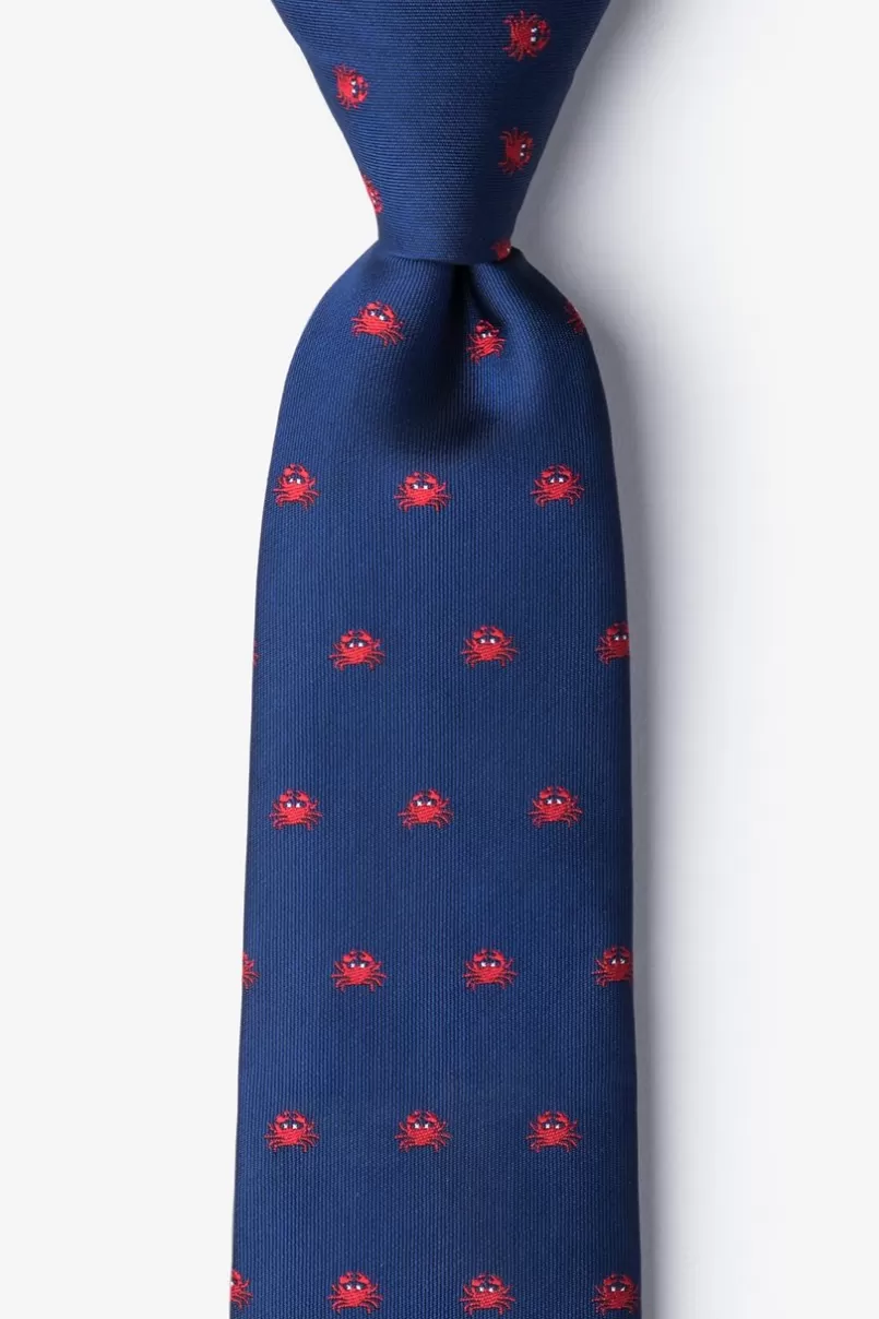 Ties Feelin' Crabby Navy Blue Tie Fashion