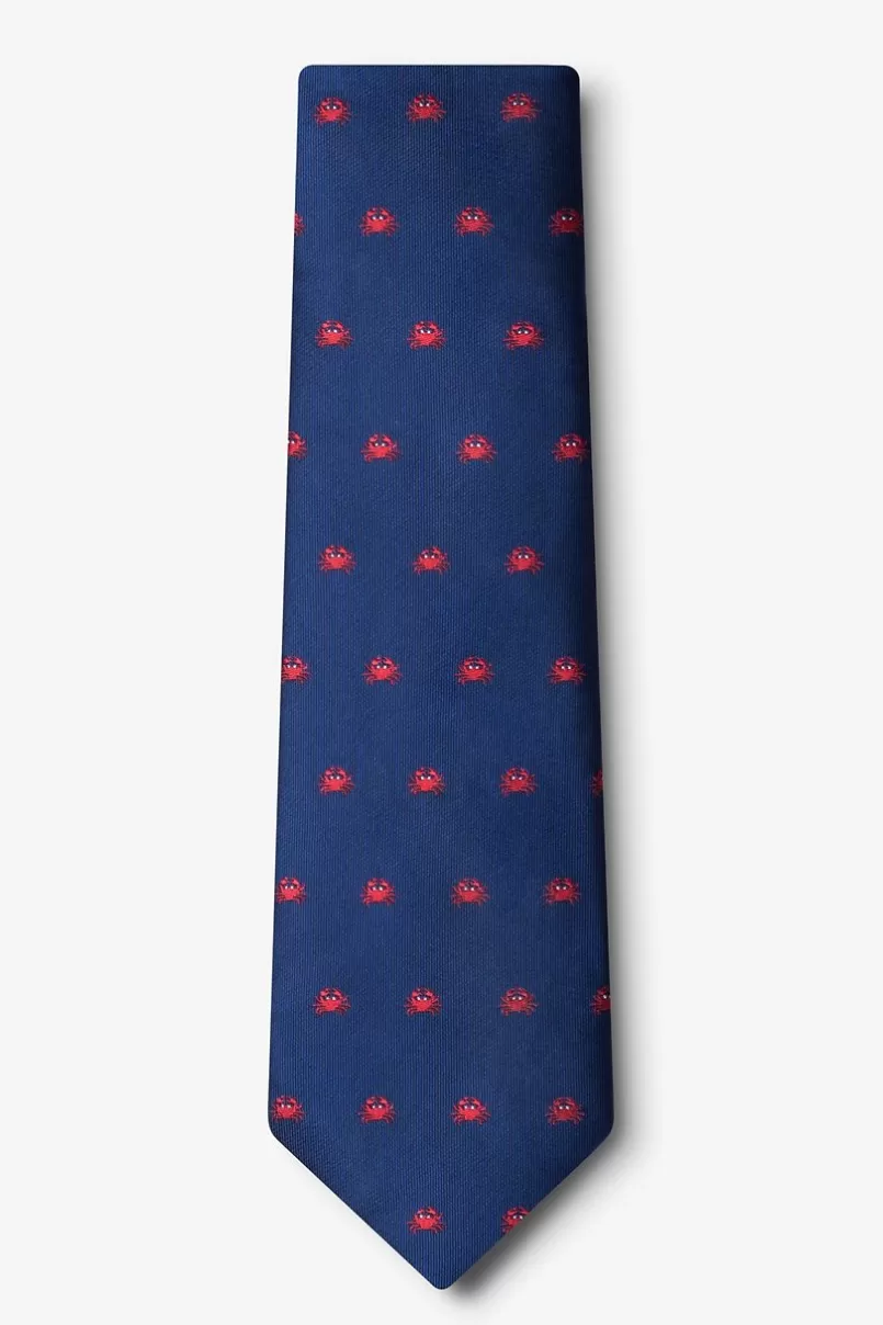 Ties Feelin' Crabby Navy Blue Tie Fashion