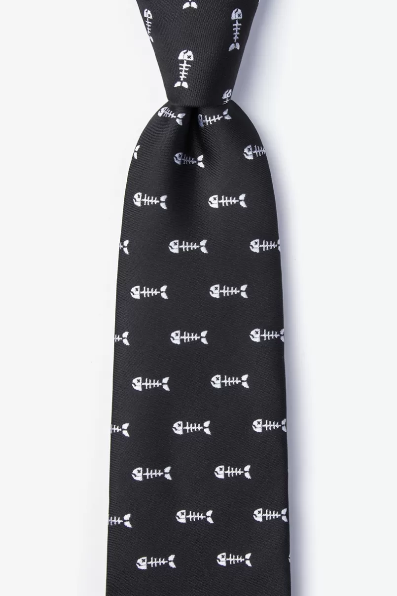 Ties Fish Bones Extra Long Tie Black Fashion