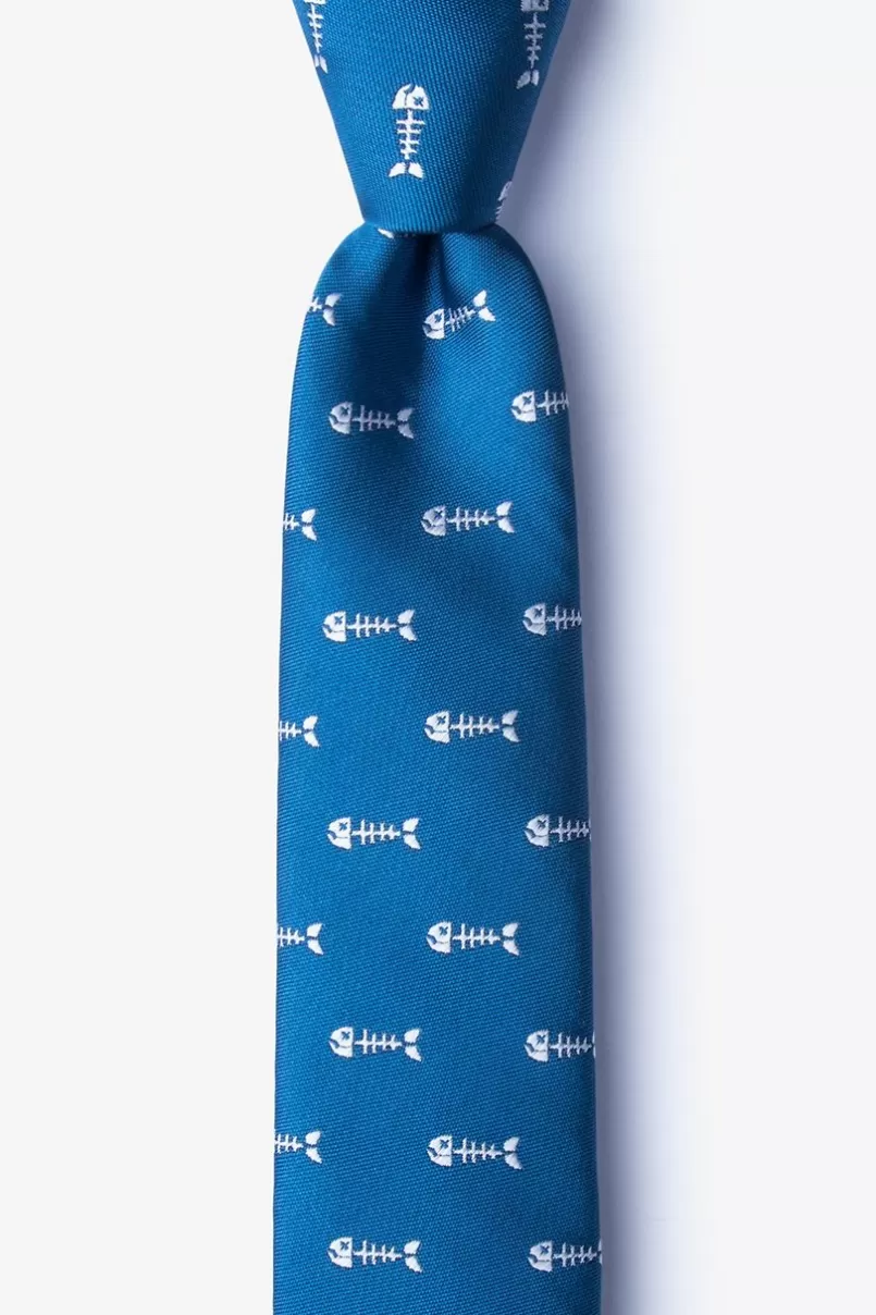 Ties Fish Bones Skinny Tie Blue Store