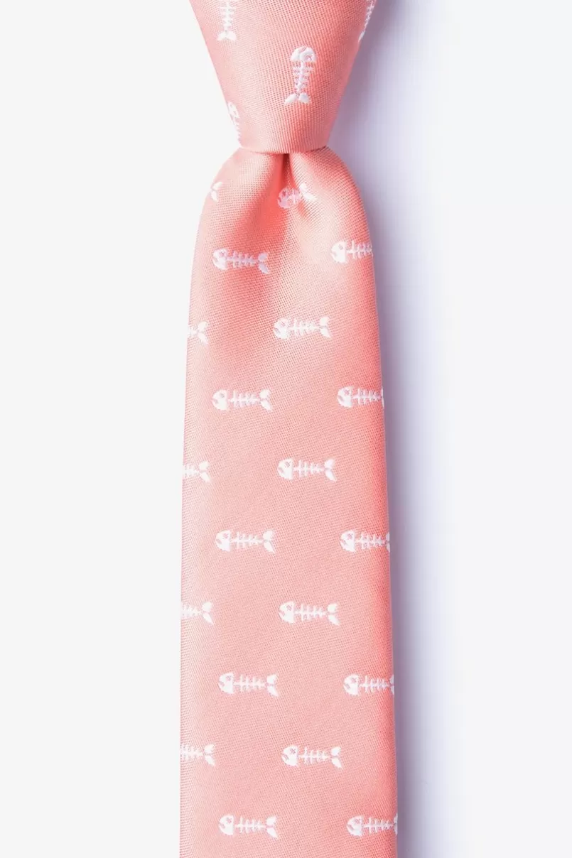 Ties Fish Bones Skinny Tie Peach Clearance