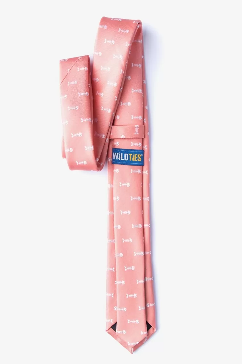 Ties Fish Bones Skinny Tie Peach Clearance