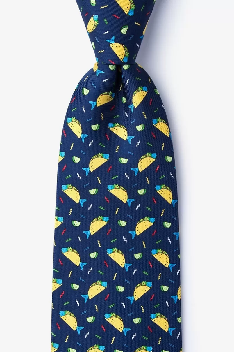 Ties Fish Tacos Navy Blue Tie New