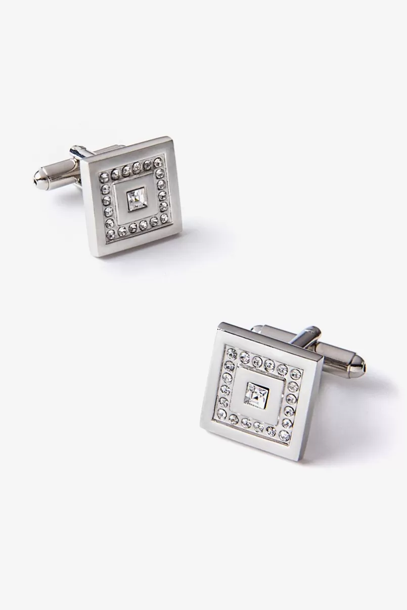 Ties Flashy Square in Square Clear Cufflinks Hot