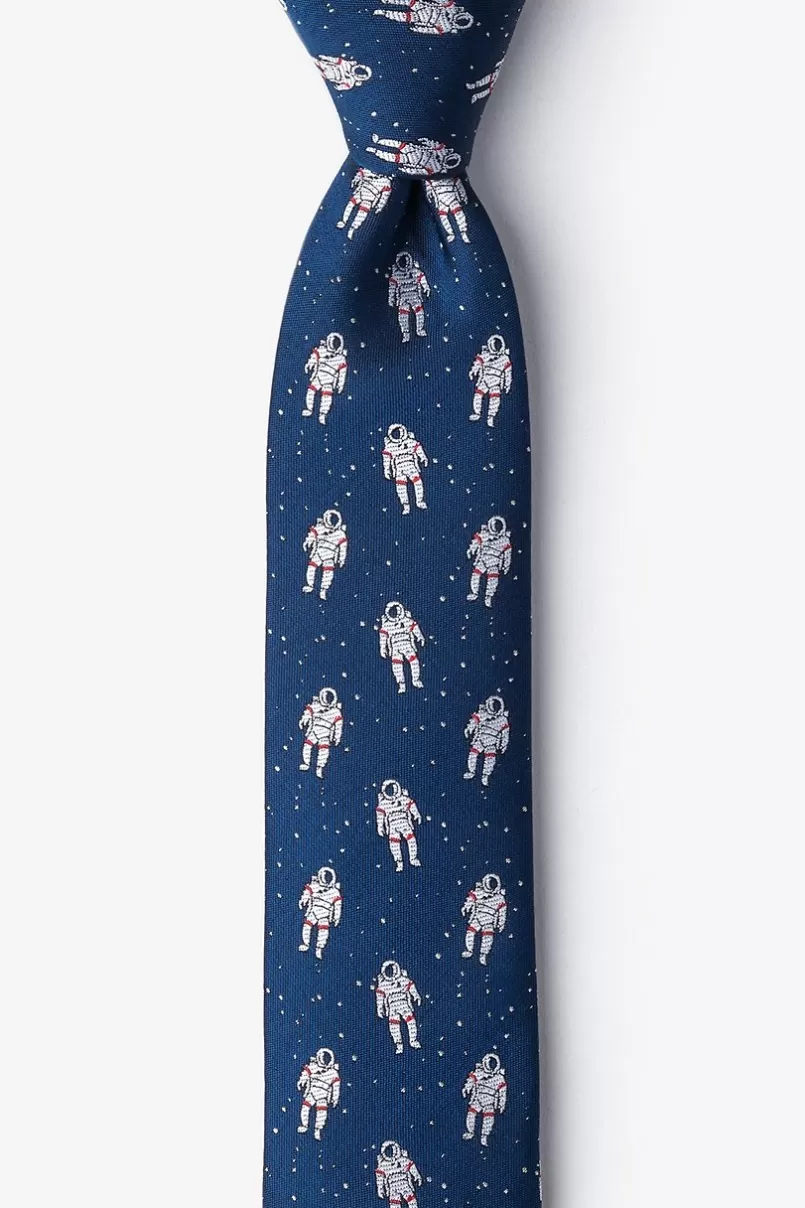 Ties Floating Astronauts Navy Blue Skinny Tie Shop