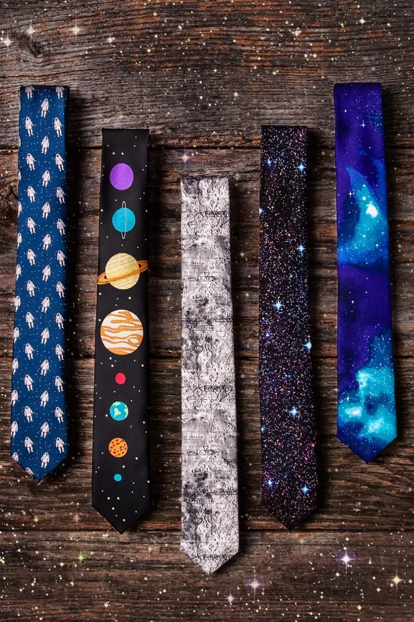 Ties Floating Astronauts Navy Blue Skinny Tie Shop