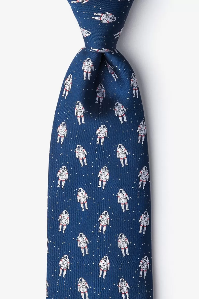 Ties Floating Astronauts Navy Blue Tie NavyBlue&White New