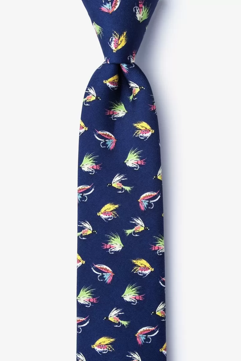 Ties Fly Guy Navy Blue Skinny Tie Store