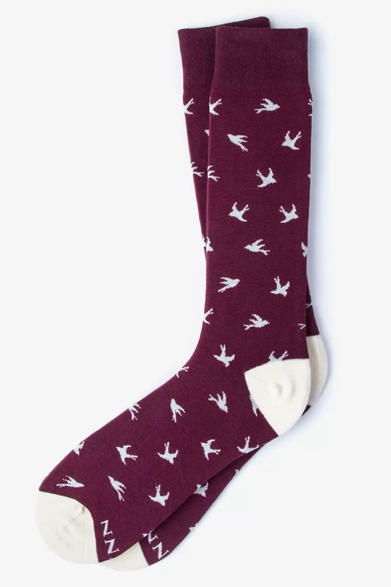 Ties Flying Bird Maroon Sock Shop