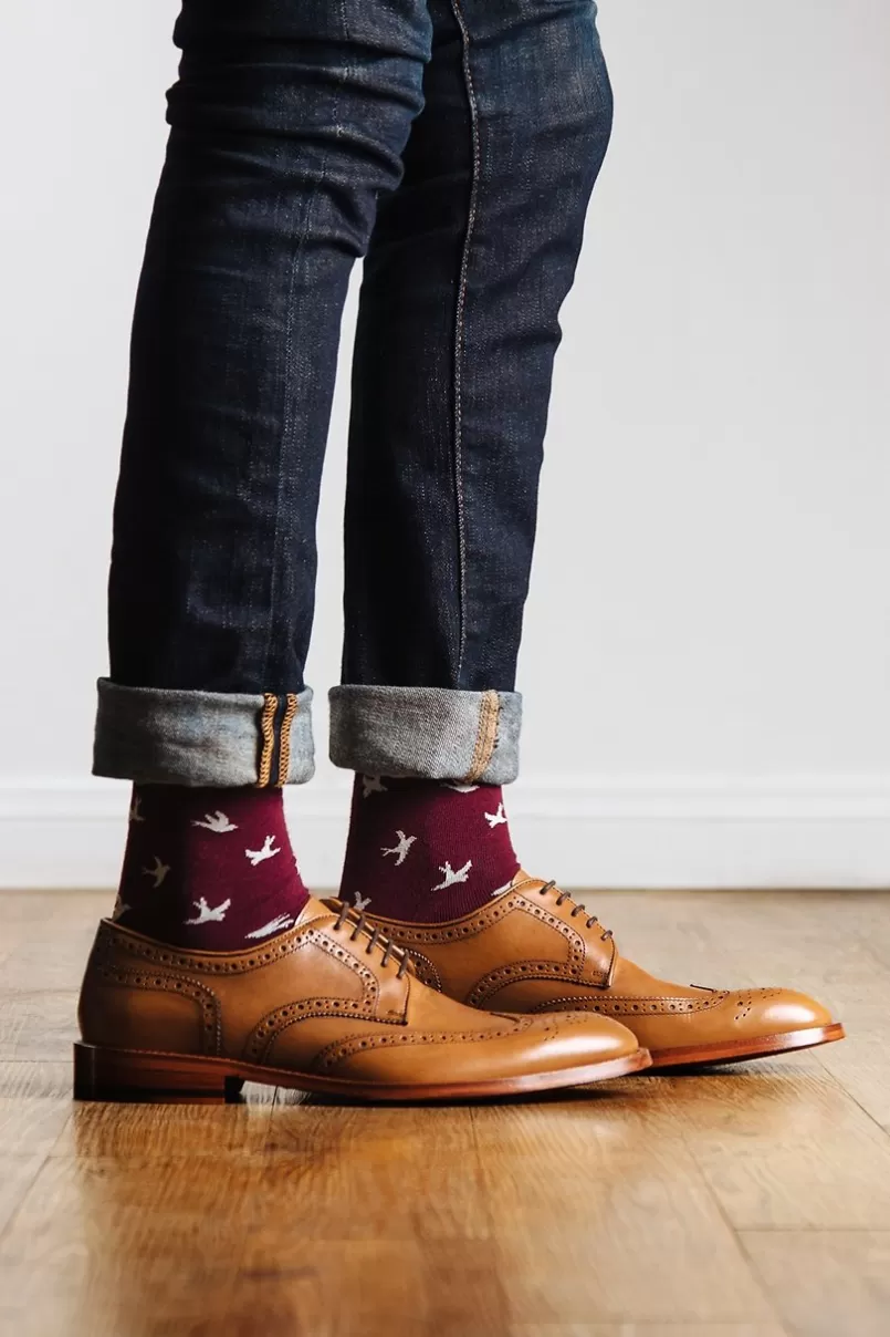 Ties Flying Bird Maroon Sock Shop