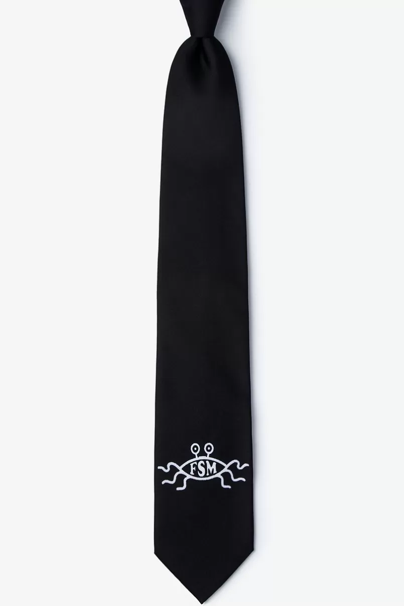 Ties Flying Spaghetti Monster FSM Black Tie Outlet