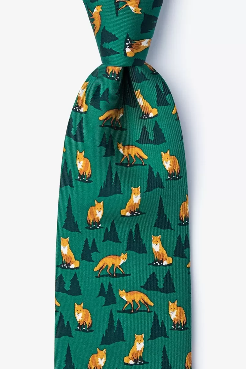 Ties For Fox Sake Green Tie Online