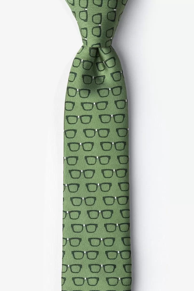 Ties Four Eyes Olive Skinny Tie Sale