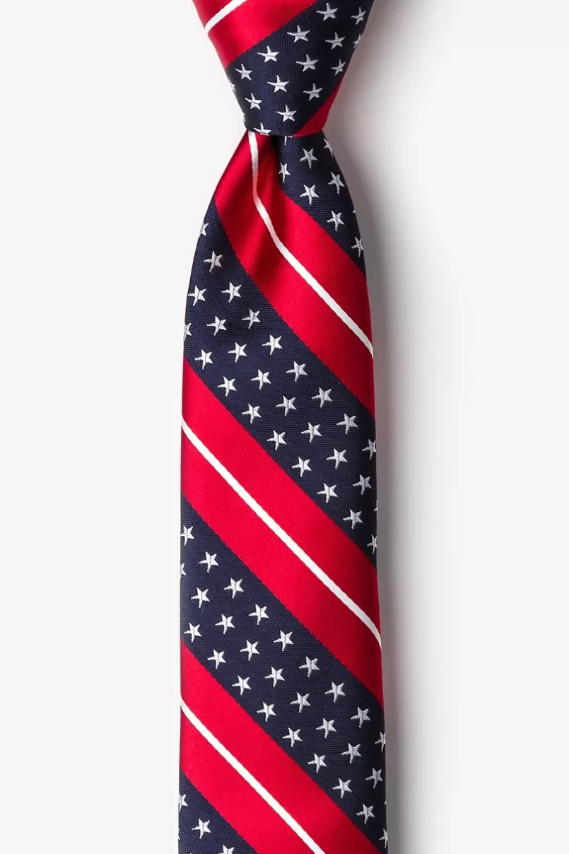 Ties Freedom Stripe Red Skinny Tie Cheap