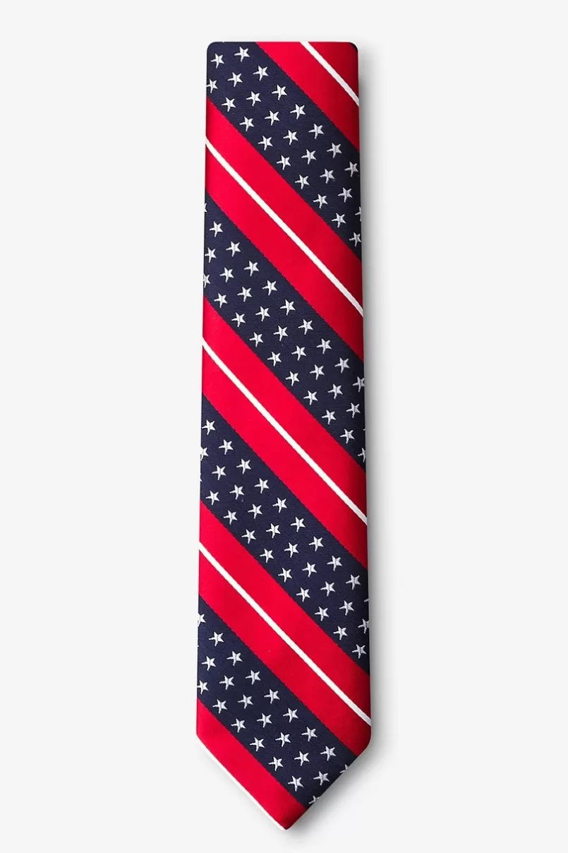 Ties Freedom Stripe Red Skinny Tie Cheap