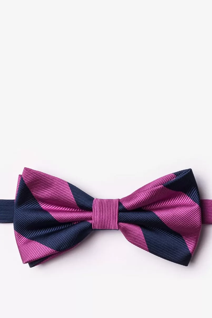 Ties Fuchsia & Navy Stripe Pre-Tied Bow Tie Fuchsia&NavyBlue Cheap