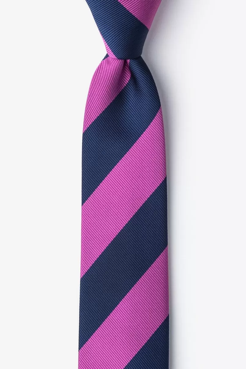 Ties Fuchsia & Navy Stripe Skinny Tie Fuchsia&NavyBlue Fashion